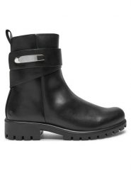 ECCO Botki Modtray W 49019301001 Czarny. Czarne botki ECCO, bez wzorów, ze skóry, bez obcasa, na płaskiej podeszwie, bez zapięcia. Za 799.99 zł.