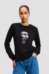 KARL LAGERFELD Czarna damska bluza Ikon Sketch. Czarne bluzy KARL LAGERFELD, s, bez wzorów, bez ramiączek, bez kaptura. W wyprzedaży za 779.99 zł.