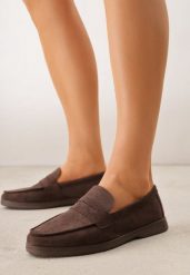 Ciemnobrązowe Klasyczne Mokasyny VICES z Imitacji Zamszu ze Skórzaną Wkładką Haliris. Brązowe mokasyny Born2be, bez wzorów, z jeansu. Za 89.99 zł.