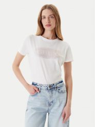 Guess T-Shirt V5YI08 J1314 Biały Regular Fit. Białe t-shirty Guess, xxs, z aplikacjami, z bawełny, bez kołnierzyka, bez ramiączek. Za 159.99 zł.
