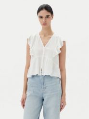 ONLY Bluzka Rian 15349090 Biały Regular Fit. Białe bluzki ONLY, xl, bez wzorów, z wiskozy, bez kołnierzyka, bez ramiączek. Za 99.99 zł.