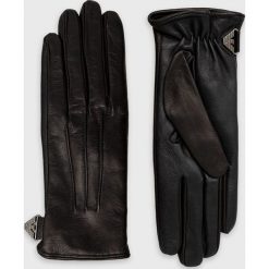 Emporio Armani rękawiczki skórzane 634062.2F201 damskie kolor czarny. Czarne rękawiczki Emporio Armani, bez wzorów. W wyprzedaży za 739.99 zł.