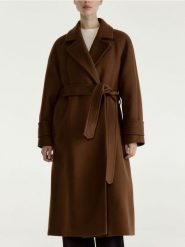 Płaszcz z wełną Manteco - brązowy. Brązowe płaszcze Reserved, l, bez wzorów, z tkaniny, bez kaptura. Za 599.99 zł.