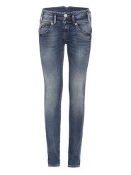Herrlicher Dżinsy - Slim fit - w kolorze granatowym rozmiar: W26. Niebieskie jeansy Herrlicher, z aplikacjami, ze skóry. Za 136.78 zł.