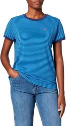 LEE STRIPE TEE RELAXED FIT DAMSKI T-SHIRT KOSZULKA LOGO DIPPED BLUE L43LAYLA 112109672. Niebieskie t-shirty Lee, l, bez wzorów, bez kołnierzyka, bez ramiączek. W wyprzedaży za 49.99 zł.