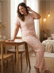 Bawełniana piżama dwuczęściowa z motywem wiśni - różowy. Czerwone piżamy Sinsay, l, bez wzorów, z bawełny, bez kołnierzyka, bez ramiączek. Za 29.99 zł.