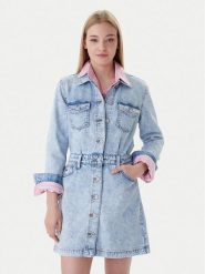 Tommy Jeans Sukienka jeansowa DW0DW22004 Niebieski Regular Fit. Niebieskie sukienki Tommy Jeans, xl, bez wzorów, z bawełny, bez kołnierzyka, bez ramiączek. Za 569.99 zł.