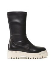 Badura Botki 3040 Czarny. Czarne botki Badura, bez wzorów, ze skóry, bez obcasa, na płaskiej podeszwie, bez zapięcia. Za 279.99 zł.