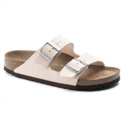 Klapki damskie Birkenstock Arizona BS Birko-flor. Czerwone klapki Birkenstock, bez wzorów, z jeansu, eleganckie, bez obcasa, bez zapięcia. Za 287.00 zł.