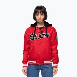 Kurtka damska Pitbull Angela San Diego Hooded Varsity. Czerwone kurtki PITBULL, s, bez wzorów, z nylonu, eleganckie, bez kaptura. Za 219.99 zł.