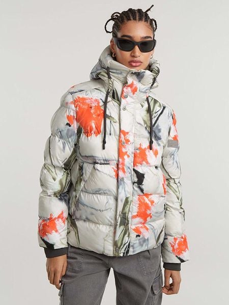 G-Star Kurtka pikowana w kolorze kremowo-pomarańczowym rozmiar: M. Brązowe kurtki G-Star, m, bez wzorów, retro, bez kaptura. Za 480.90 zł.