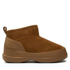 Śniegowce Moon Boot. Brązowe śniegowce Moon Boot, bez wzorów, bez zapięcia. Za 899.99 zł.