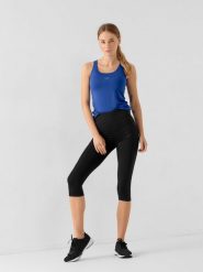 4F Legginsy treningowe 3/4 szybkoschnące damskie XS. Czarne legginsy 4f, bez wzorów, z dzianiny. Za 79.99 zł.