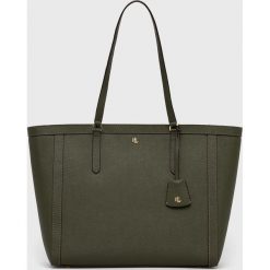 Lauren Ralph Lauren torebka skórzana kolor zielony. Zielone shopper bag Lauren Ralph Lauren, bez wzorów, na ramię, bez dodatków. Za 1,299.90 zł.