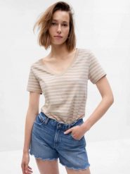 T-SHIRT DAMSKI KOSZULKA W PASKI 1 BAWEŁNA GAP VINTAGE. Brązowe t-shirty sportowe GAP, uniwersalny, bez wzorów, z bawełny, bez ramiączek, na fitness i siłownię. Za 144.60 zł.