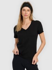 4F T-shirt regular gładki damski - czarny M. Czarne t-shirty 4f, m, bez wzorów, z materiału, biznesowe, bez kołnierzyka, bez ramiączek. Za 49.99 zł.