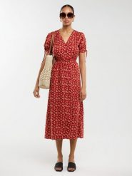 BIG STAR Sukienka w kolorze czerwonym rozmiar: XL. Czerwone sukienki BIG STAR, xl, bez wzorów, z wiskozy, retro, bez kołnierzyka, bez ramiączek, maxi. Za 119.99 zł.