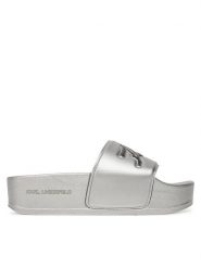 KARL LAGERFELD Klapki Kondo Maxi KL80872 Srebrny. Szare klapki KARL LAGERFELD, bez wzorów, ze skóry, bez obcasa, bez zapięcia. Za 239.99 zł.