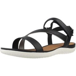 Sandały GEOX D SANDAL VEGA Czarny. Czarne sandały Geox, bez wzorów, z syntetyku, sportowe, bez obcasa, bez zapięcia. Za 297.99 zł.