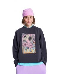 Bluza dla Kobiety LINEUP TERRY Czarny. Szare bluzy Roxy, m, bez wzorów, z bawełny, vintage, bez ramiączek, bez kaptura. Za 174.99 zł.