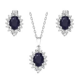 KATE komplet srebrnej biżuterii szafiry kolczyki naszyjnik. Szare kolczyki Enaya, z cyrkonią, srebrne. Za 854.00 zł.