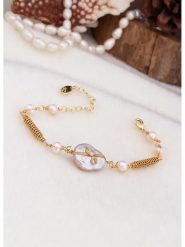 L'Atelier de Gaia Pozłacana bransoletka z perłami i masą perłową rozmiar: onesize. Białe bransoletki L'Atelier de Gaia, z perłą, pozłacane. Za 60.99 zł.