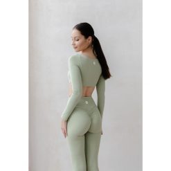 Legginsy dzwony Moonholi Flare z rozszerzanymi nogawkami. Zielone bielizna termoaktywna damska MOONHOLI, bez wzorów, bez ramiączek. Za 369.00 zł.