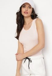 Jasnoróżowy Top Bawełniany Klasyczny Tolivona. Czerwone topy Born2be, l, bez wzorów, z bawełny, eleganckie, bez kołnierzyka, bez ramiączek. W wyprzedaży za 16.99 zł.