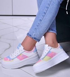 Damskie trampki na platformie White/Blue /G2-2 10626 T643/ 37. Białe trampki NoName, bez wzorów, bez zapięcia. Za 109.90 zł.