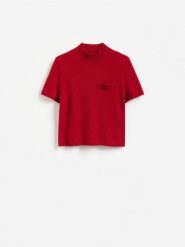 Wełniany sweter z domieszką kaszmiru - czerwony. Czerwone swetry Reserved, l, bez wzorów, z dzianiny, bez ramiączek. Za 179.99 zł.