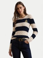 LAUREN RALPH LAUREN Sweter 200957480002 Écru Slim Fit. Swetry Lauren Ralph Lauren, xs, bez wzorów, z bawełny, bez ramiączek. Za 609.99 zł.
