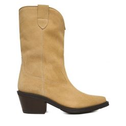 Kowbojki Badura. Brązowe botki Badura, bez wzorów, bez obcasa, na słupku, bez zapięcia. Za 259.99 zł.