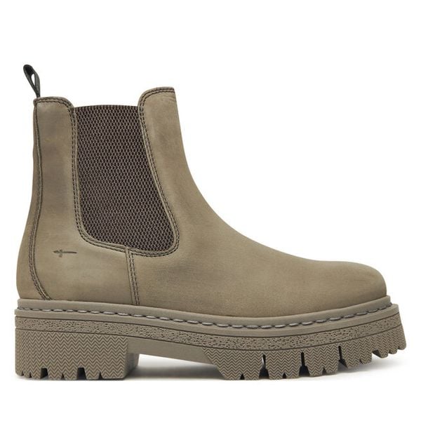 Sztyblety Tamaris. Szare botki Tamaris, bez wzorów, bez obcasa, na płaskiej podeszwie, bez zapięcia. Za 359.99 zł.