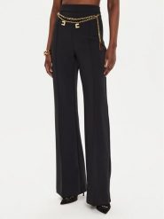 Elisabetta Franchi Spodnie palazzo PA-T35-46E2 Czarny Regular Fit. Czarne spodnie materiałowe Elisabetta Franchi, bez wzorów, z materiału. Za 1,499.00 zł.