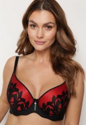 Czarno-Czerwony Biustonosz Full Cup z Delikatną Koronką Timaole. Czarne biustonosze Born2be, bez wzorów, z koronki. Za 59.99 zł.