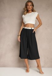 Czarne Eleganckie Spodnie Typu Culottes Silunea. Czarne jeansy Renee, bez wzorów, z jeansu, biznesowe. W wyprzedaży za 83.99 zł.