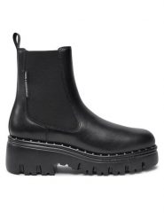 KARL LAGERFELD Sztyblety KL45344 Czarny. Czarne botki KARL LAGERFELD, bez wzorów, ze skóry, bez obcasa, na płaskiej podeszwie, bez zapięcia. Za 599.99 zł.