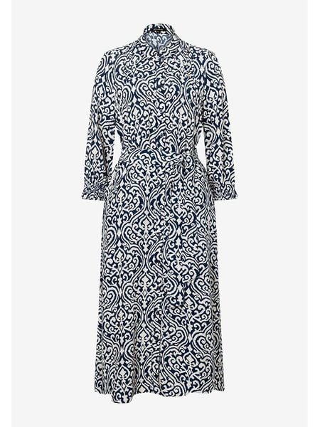 More & More Sukienka w kolorze granatowo-białym rozmiar: 40. Białe sukienki More & More, na imprezę, s, bez wzorów, z tkaniny, klasyczne, bez kołnierzyka, bez ramiączek, midi. Za 158.10 zł.