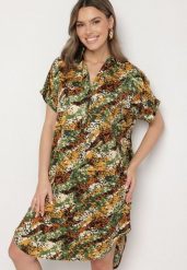 Zielona Pudełkowa Sukienka z Wiskozy w Dekoltem w Serek Rinalissa. Zielone sukienki Born2be, na co dzień, l, bez wzorów, z wiskozy, eleganckie, bez kołnierzyka, bez ramiączek, midi. W wyprzedaży za 55.24 zł.
