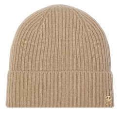 Czapka Tommy Hilfiger. Brązowe czapki zimowe Tommy Hilfiger, bez wzorów. Za 369.99 zł.