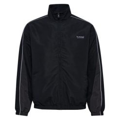 Kurtka z dresu Hummel. Czarne kurtki Hummel, bez wzorów, z dresówki, sportowe, bez kaptura. Za 294.50 zł.