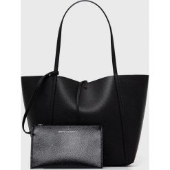 Armani Exchange torebka dwustronna kolor czarny. Czarne shopper bag Armani Exchange, bez wzorów, na ramię, bez dodatków. Za 449.90 zł.
