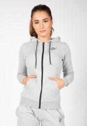 Pixley Bluza z kapturem zapinana na suwak - Szary. Szare bluzy GORILLA WEAR, l, bez wzorów, z bawełny, z kapturem, na fitness i siłownię. Za 239.00 zł.