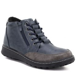 Botki damskie komfortowe granatowe Potocki Z26-90347. Botki POTOCKI, bez wzorów, z materiału, bez obcasa, bez zapięcia. Za 209.99 zł.