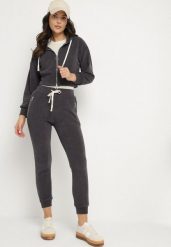 Ciemnoszary Bawełniany Komplet Dresowy Bluza z Kapturem i Spodnie ze Sznurkiem Hariven. Szare bluzy Born2be, xl, bez wzorów, z bawełny, eleganckie, bez ramiączek, z kapturem. W wyprzedaży za 110.49 zł.