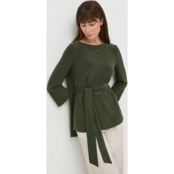 Max Mara Leisure bluzka damska kolor zielony gładka. Zielone bluzki Max Mara Leisure, m, bez wzorów, z dzianiny, bez kołnierzyka, bez ramiączek. Za 569.99 zł.
