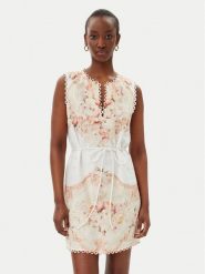 TWINSET Sukienka letnia 251TT2441 Beżowy Regular Fit. Brązowe sukienki Twinset, bez wzorów, ze lnu, bez kołnierzyka, bez ramiączek. Za 1,039.00 zł.