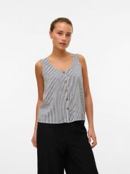 Vero Moda Top w kolorze granatowo-białym rozmiar: XL. Białe topy Vero Moda, s, bez wzorów, z wiskozy, klasyczne, bez kołnierzyka, bez ramiączek. Za 70.24 zł.