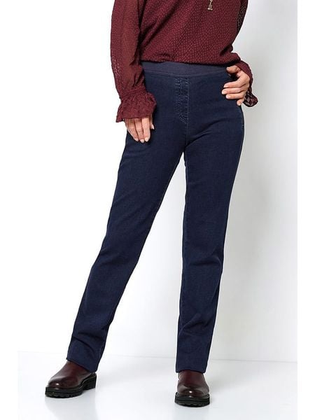 Relaxed by TONI Jegginsy - Slim fit - w kolorze granatowym rozmiar: 22. Niebieskie spodnie materiałowe Relaxed by TONI, bez wzorów, z materiału. Za 100.28 zł.