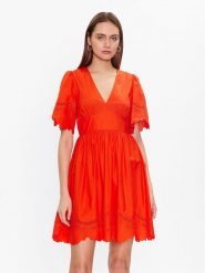 TWINSET Sukienka letnia 231TT2301 Pomarańczowy Regular Fit. Brązowe sukienki Twinset, bez wzorów, z bawełny, bez kołnierzyka, bez ramiączek. Za 619.99 zł.